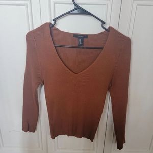 Forever 21 Brown V-Neck Sweater
